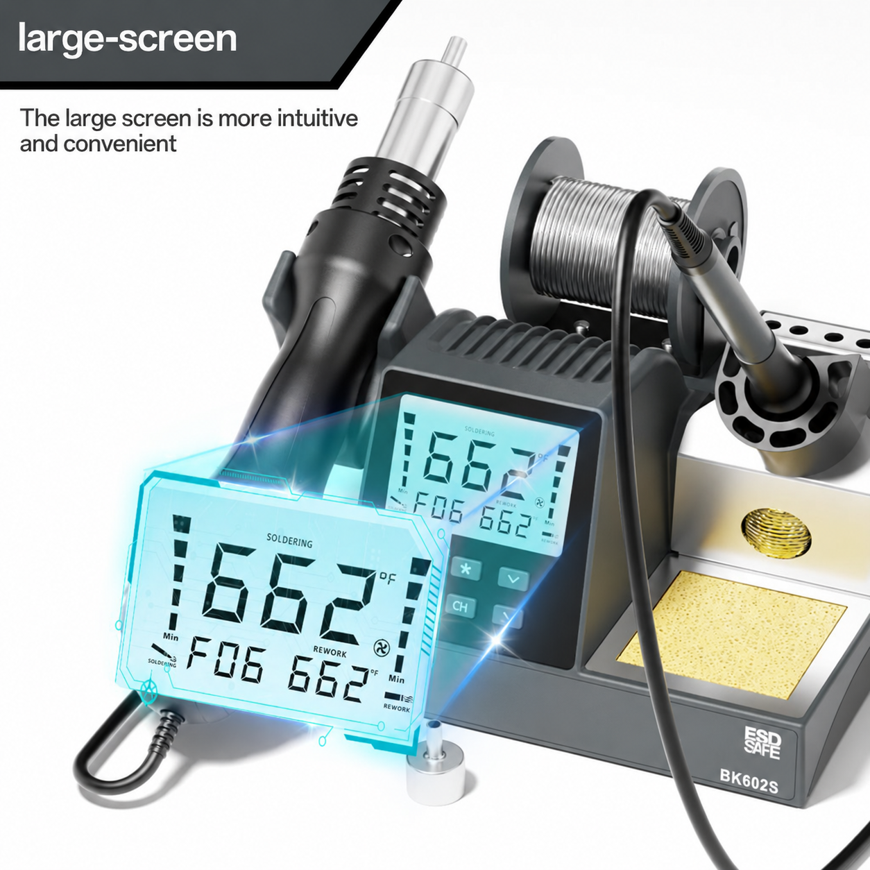 BK602S 640W All-in-One Hot Air and Soldering Rework Station - Image 5
