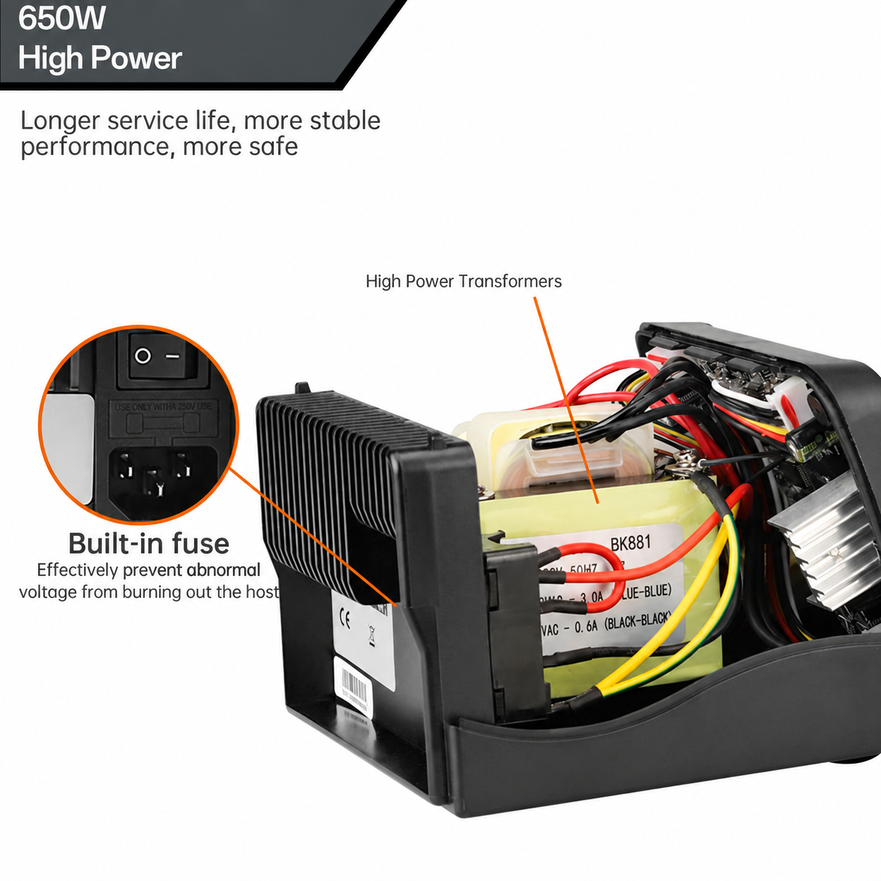 BK881 2-in-1 Lead-Free Hot Air Desoldering Station, 560W Air + 90W Iron - Image 3