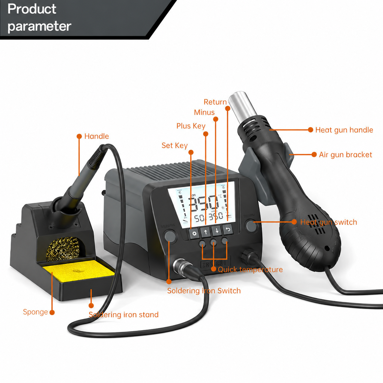 BK881 2-in-1 Lead-Free Hot Air Desoldering Station, 560W Air + 90W Iron - Image 4